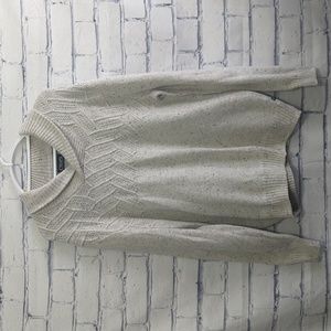 Chaps Beige With Navy Blue Flecks Pullover Chunky Neck Sweater Men's Size Large